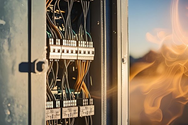 Industrial control panel with heat shimmer effect