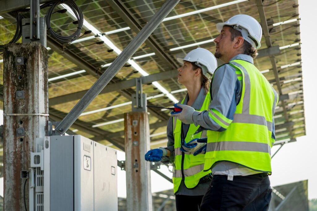 Electrical engineer on solar farm