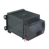 Feature-rich 760-840W cabinet fan heater with built-in thermostat. High 160m 3 /h airflow and 50,000h fan life. Operates on 230VAC,50/60Hz. Easy 35mm DIN rail or screw (M6) mounting. Dimensions: 182×160×120mm.
