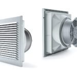LEIPOLE FKS5625-162.024 outdoor fan filter, 250x250mm, DC 24V, RAL7035, ABS‑FR and 304 stainless steel construction