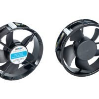 F2E-220B23HR axial cooling fan, 230V input, high airflow, dust resistant, designed for heat dissipation of industrial electrical cabinets